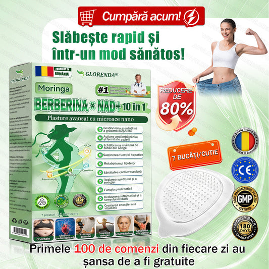 ✨ Magazin Oficial | 🌿 GLORENDA® Moringa · Berberină × NAD+ Plasture Avansat Nano cu Microace 10 în 1 (Doar o dată pe zi, schimbări vizibile în 7 zile) ✅ Pentru obezitate, piele lăsată, diabet, apnee în somn, probleme articulare și multe altele